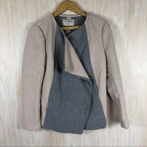 Lucky Brand Colorblock Draped Asymmetrical Open Front Lagenlook Cardigan Small